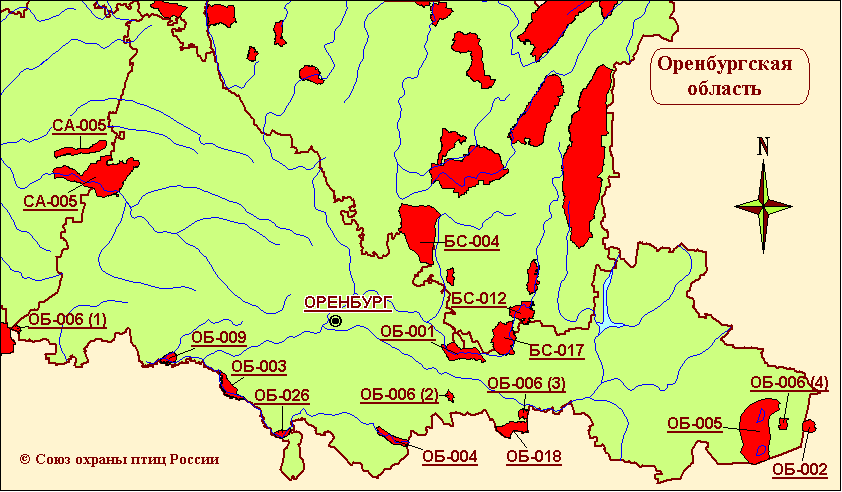 Ключевые орнитологические территории россии карта
